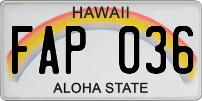 HI license plate FAP036