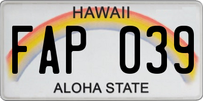HI license plate FAP039