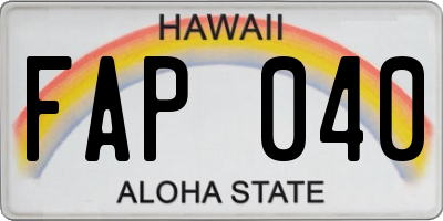 HI license plate FAP040