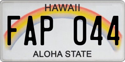 HI license plate FAP044