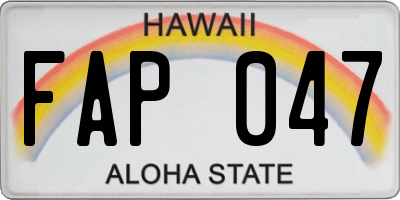 HI license plate FAP047