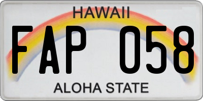 HI license plate FAP058