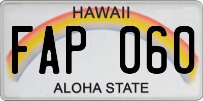 HI license plate FAP060