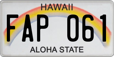 HI license plate FAP061