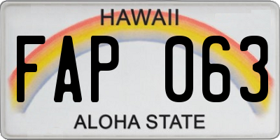 HI license plate FAP063