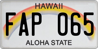 HI license plate FAP065