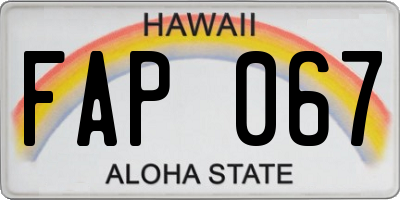 HI license plate FAP067