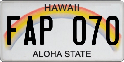 HI license plate FAP070