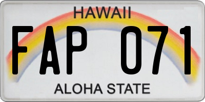 HI license plate FAP071