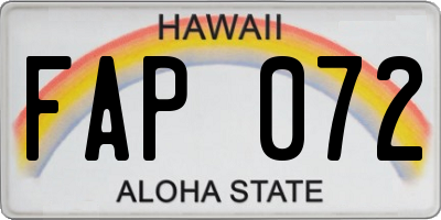 HI license plate FAP072