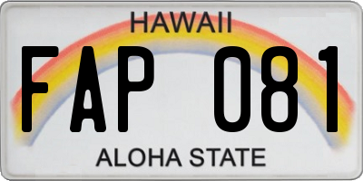 HI license plate FAP081