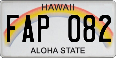 HI license plate FAP082