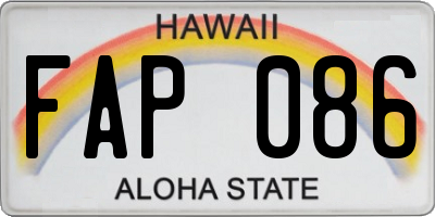 HI license plate FAP086