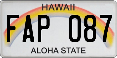 HI license plate FAP087