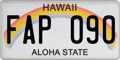 HI license plate FAP090