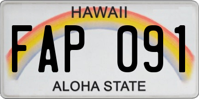 HI license plate FAP091