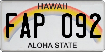 HI license plate FAP092
