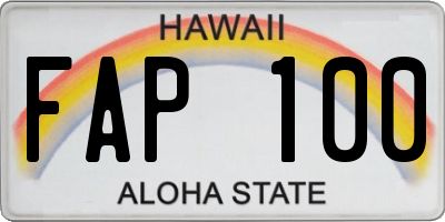 HI license plate FAP100