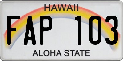 HI license plate FAP103