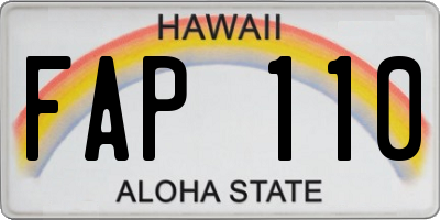 HI license plate FAP110