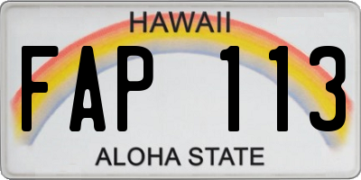 HI license plate FAP113