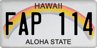 HI license plate FAP114