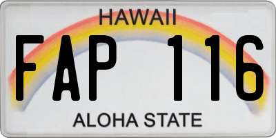 HI license plate FAP116