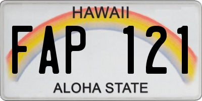 HI license plate FAP121