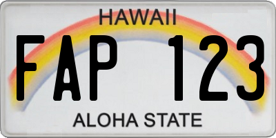 HI license plate FAP123