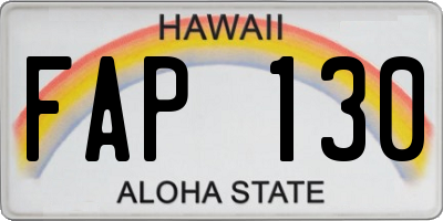 HI license plate FAP130