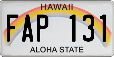 HI license plate FAP131