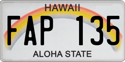 HI license plate FAP135