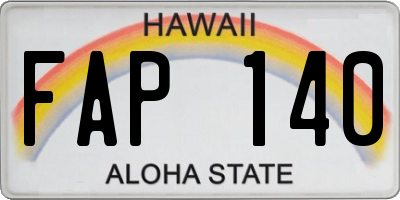 HI license plate FAP140
