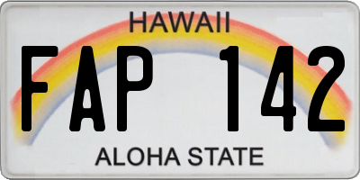 HI license plate FAP142
