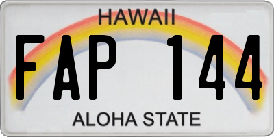 HI license plate FAP144