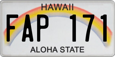HI license plate FAP171