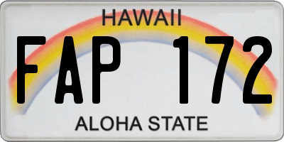 HI license plate FAP172