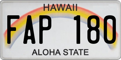 HI license plate FAP180