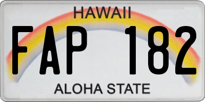 HI license plate FAP182