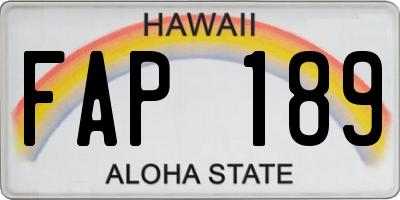 HI license plate FAP189