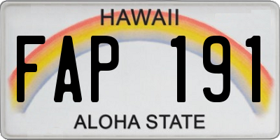 HI license plate FAP191