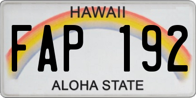 HI license plate FAP192