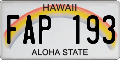 HI license plate FAP193