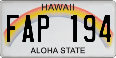 HI license plate FAP194