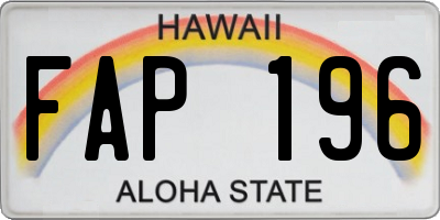HI license plate FAP196