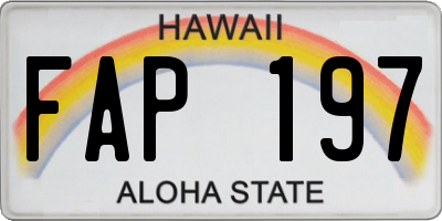 HI license plate FAP197