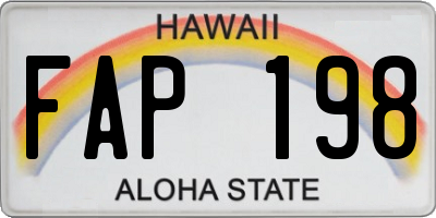 HI license plate FAP198