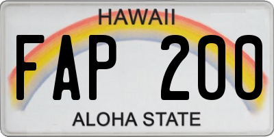 HI license plate FAP200