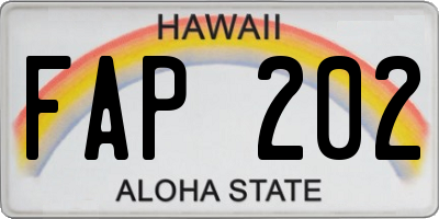 HI license plate FAP202