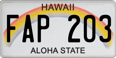 HI license plate FAP203